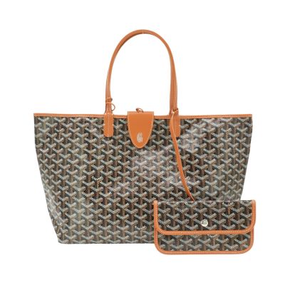 Goyard Saint Louis PM 印花帆布手提托特包(黑/棕)