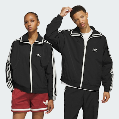 ADIDAS ORIGINALS 愛迪達 阿迪達斯 三葉草 寬鬆 籃球夾克 男女休閒外套-黑色 Shell Jacket-JD5197