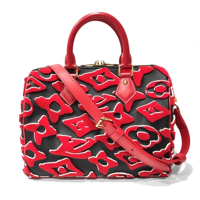 LOUIS VUITTON路易威登 【Louis Vuitton 路易威登 】M45552 限量LVXUF SPEEDY BANDOULIERE 簇絨帆布手提斜背包(絕版展示品)