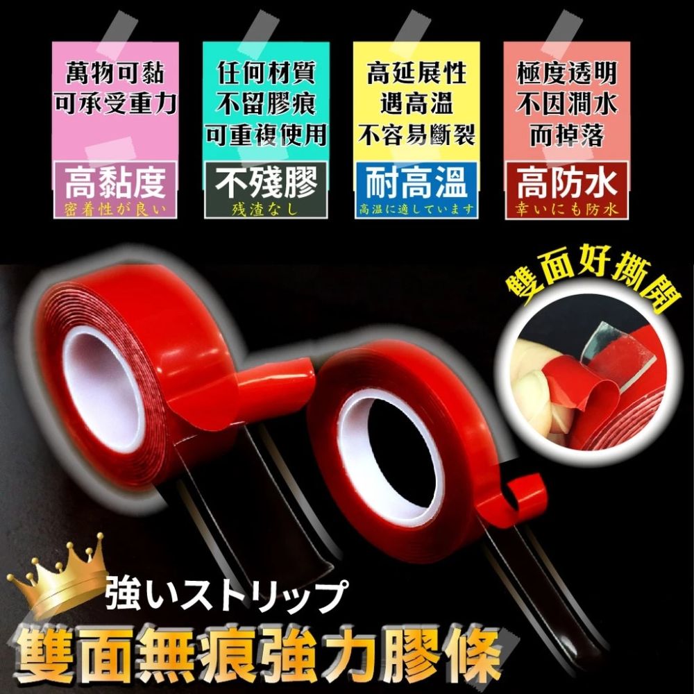 【ONE HOUSE】透明雙面無痕強力膠條-10mm (5入)