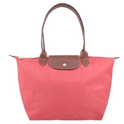 LONGCHAMP LE PLIAGE系列長把再生尼龍摺疊水餃包(大/草莓紅)