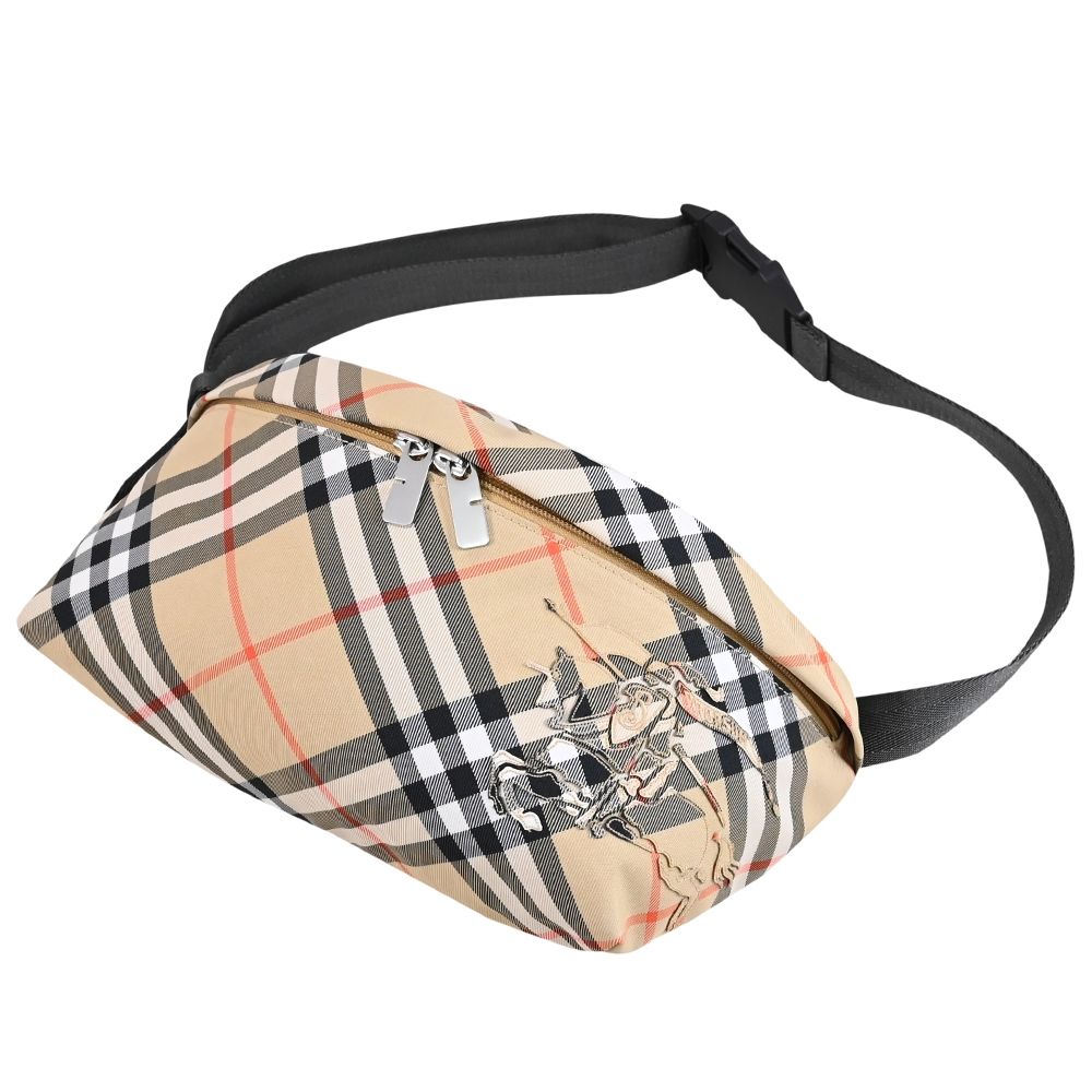 BURBERRY 戰馬徽標LOGO格紋造型腰包/胸口包(卡其)