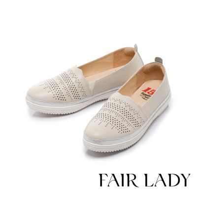 FAIR LADY 軟實力 素面細緻雷射孔懶人平底休閒鞋 香草 (503185)