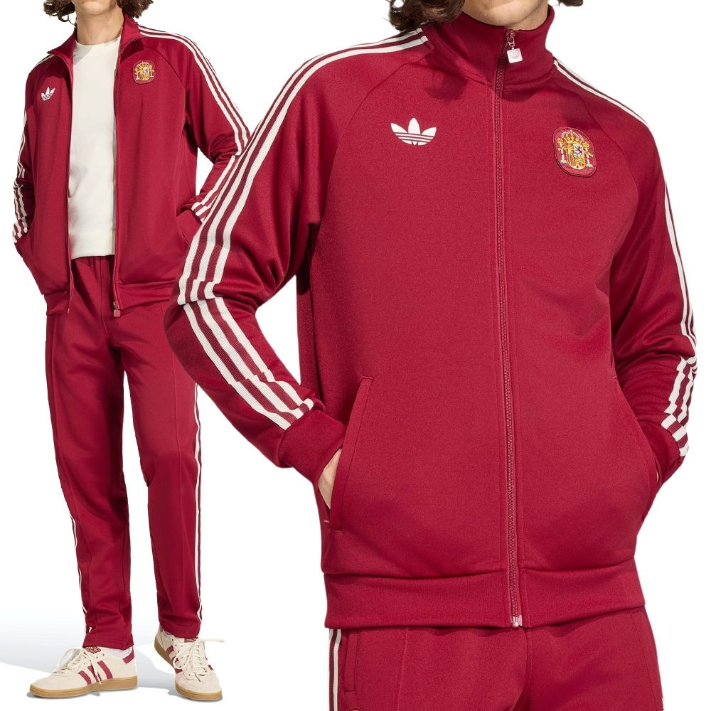 Adidas Fef Og Tt 男款酒紅色足球世界盃西班牙拉鍊夾克外套JZ2254