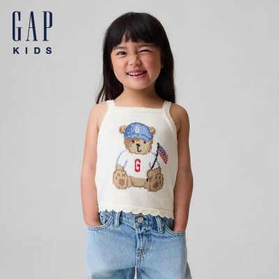 【GAP】嬰兒及幼兒布萊納小熊美式針織背心-象牙白(897679)