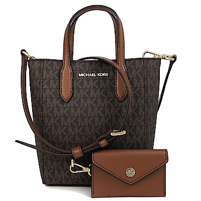 MICHAEL KORS Vincent 金字防刮滿版Logo二合一手提/肩斜兩用包(咖啡色)