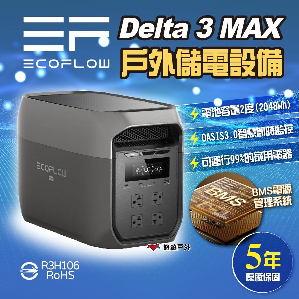 【EcoFlow】Delta 3 Max 戶外儲能電源送包 EFDT3-M 移動電源 電池 戶外電源 停電  車露 悠遊戶外