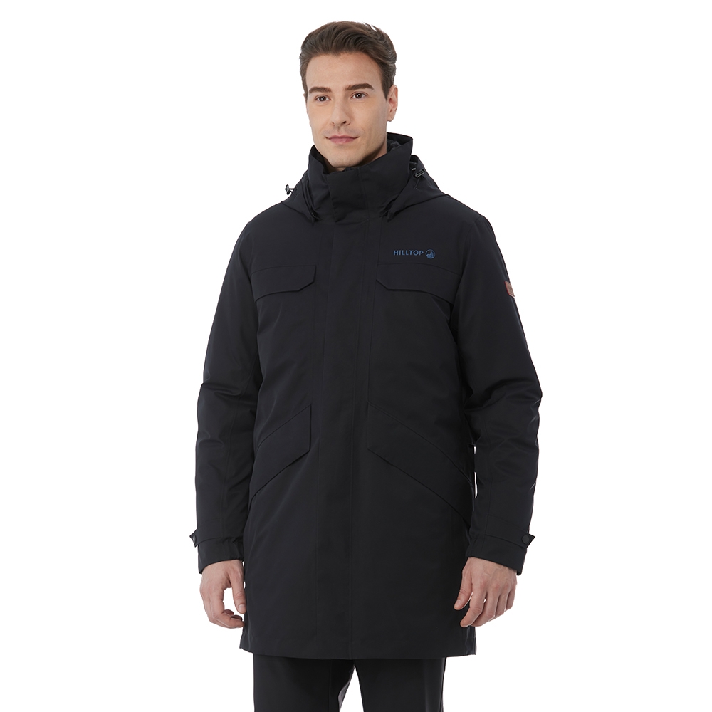 HILLTOP山頂鳥GORE-TEX 二合一防水羽絨長大衣男款黑｜PF21XM60ECAA