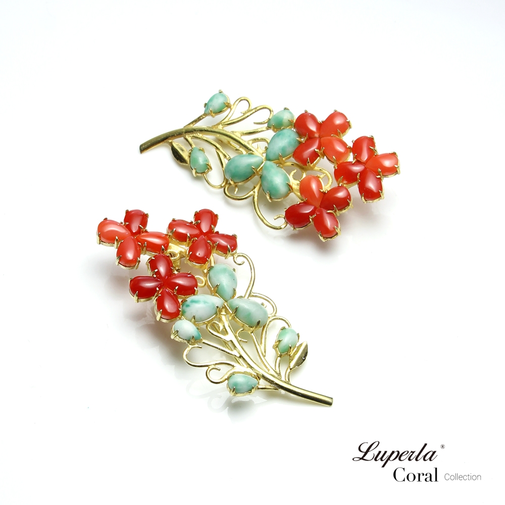 珊瑚翡翠　梅 大東山珠寶花開富貴天然寶石珊瑚翡翠胸針| 大東山| Yahoo購物中心