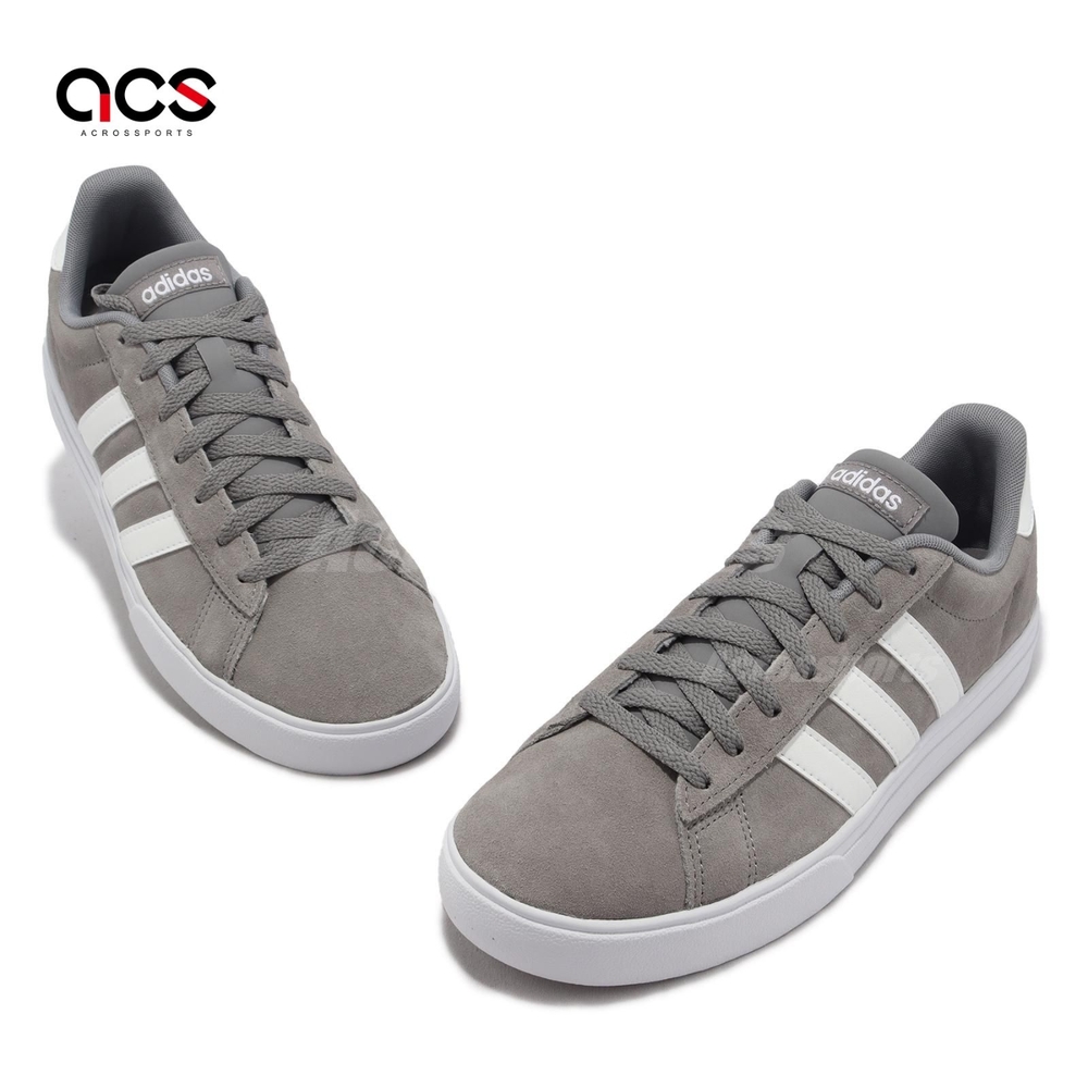adidas 休閒鞋Daily 男鞋灰白麂皮基本款運動鞋愛迪達DB0156 休閒