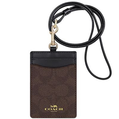 COACH 巧克力色大C PVC識別證件夾
