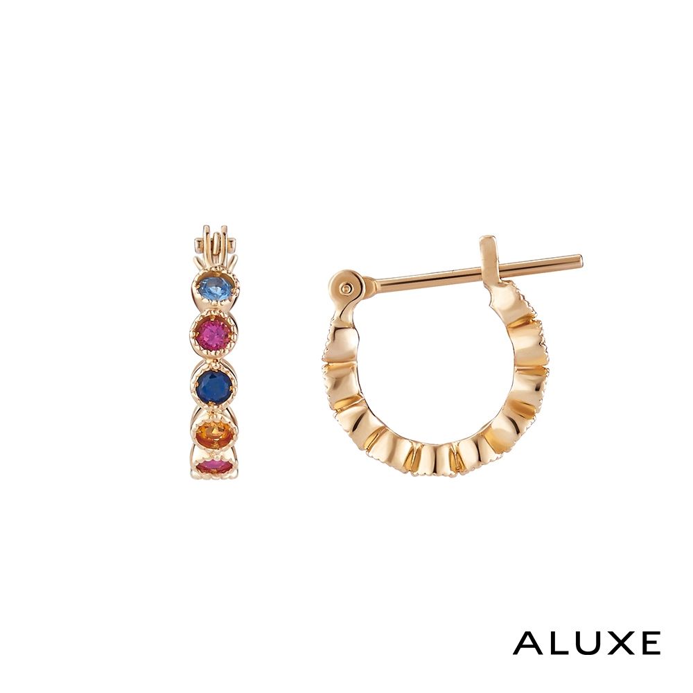 ALUXE 亞立詩 10K金 寶石耳環 小圓圈 EE0114