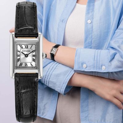 CITIZEN 星辰 限量七夕情人節推薦款光動能復古方形腕錶-17.3x24.5mm EG2790-12A