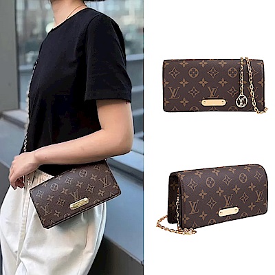 LV Louis Vuitton路易威登Wallet On Chain Lily M82509鏈帶WOC兩用包(棕色)