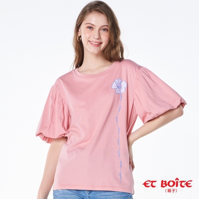 ET BOITE箱子 BLUE WAY –一朵花澎袖短TEE(粉)