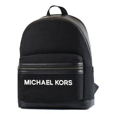 MICHAEL KORS 男款 COOPER 帆布拉鍊拚皮革後背包-黑色