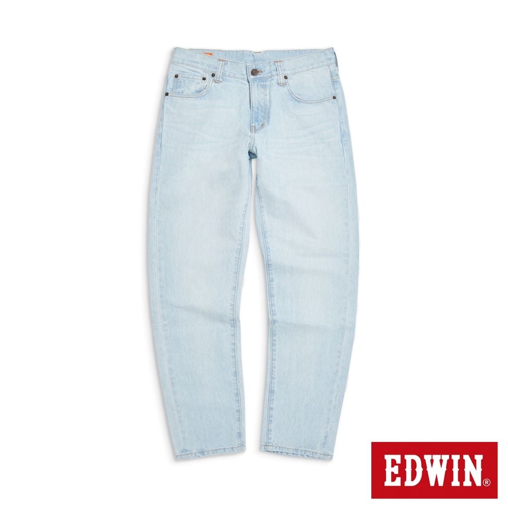 EDWIN 男女裝 F03 寬鬆丹寧錐形褲-漂淺藍