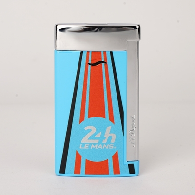 S.T.Dupont 都彭 Slim 7 利曼24小時耐力賽 聯名款 臻薄防風打火機 新年開運 送禮推薦-藍橘條紋/銀殼 027789