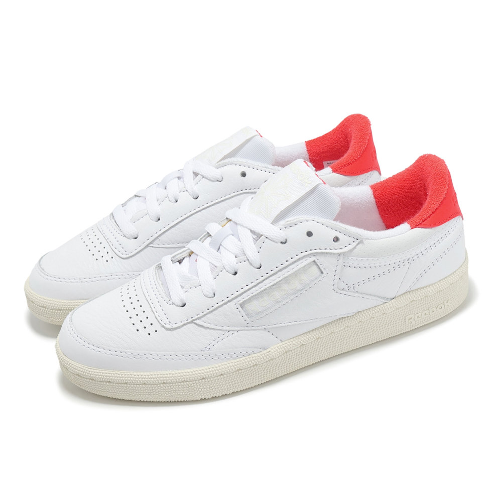Reebok 休閒鞋 Club C 85 Vintage 女鞋 白 橘紅 40週年 低筒 仿舊 復古 100209058