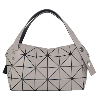 ISSEY MIYAKE 三宅一生 BAOBAO 深米色皮質三角格6x4手提包