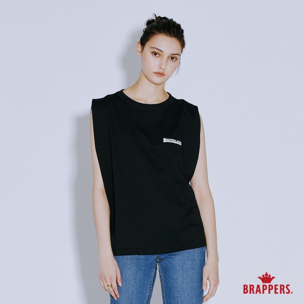BRAPPERS 女款 俐落寬肩無袖上衣-黑