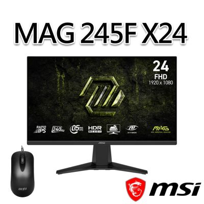 【滑鼠組】MSI微星 MAG 245F X24 23.8吋 平面電競螢幕 (23.8 /1920x1080/16:9/240Hz/IPS)