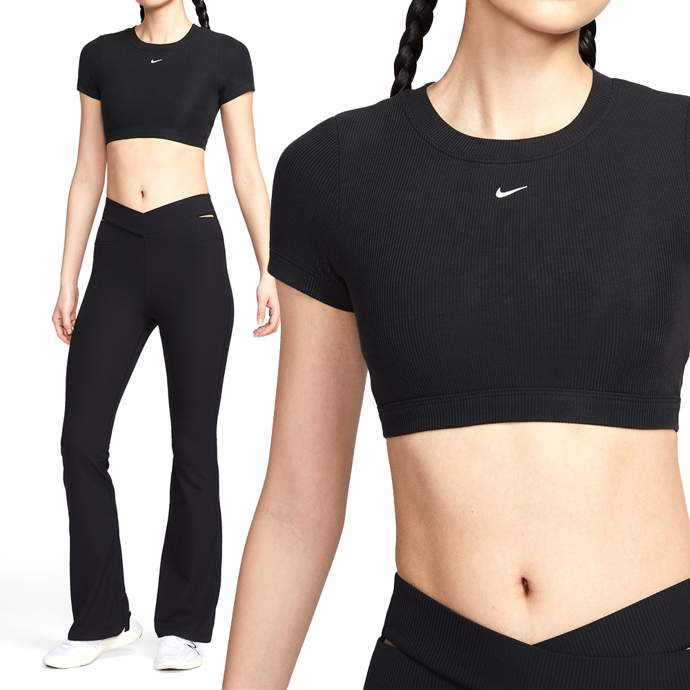 Nike CLSC Baby Tee Bra 女款 黑色 瑜珈 輕度支撐 運動 內衣 短版 短袖 HF5418-011