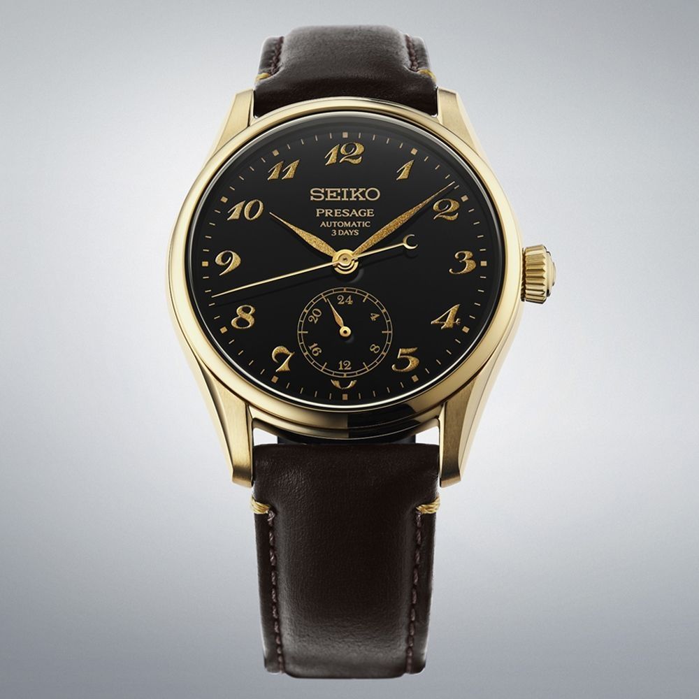 SEIKO 精工 PRESAGE 日式漆藝 黑金 三日鍊 機械錶 雙11 生日 HCC006J1/ 6R5H-00G0C