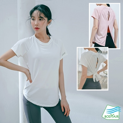 【BODYAIR】幾何美背布綁腰罩衫上衣(瑜珈.慢跑.運動.健身.透氣.舞蹈.運動服)