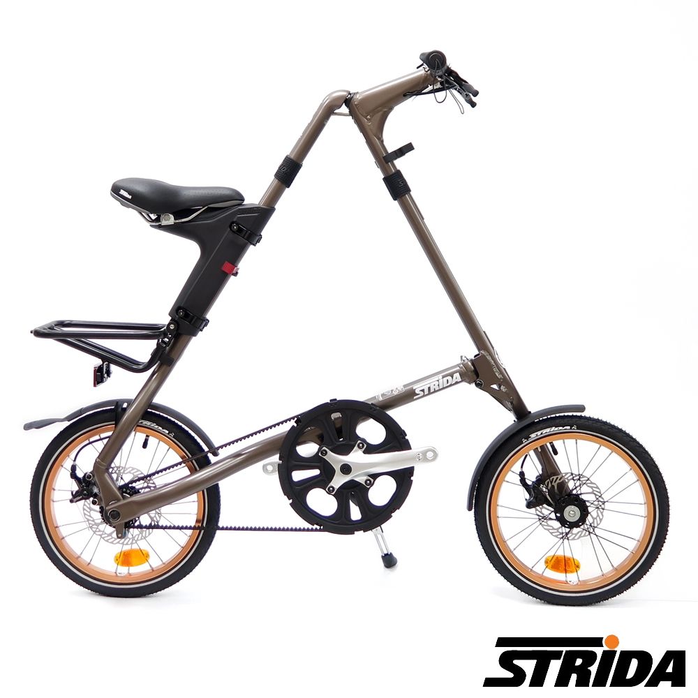 STRiDA速立達 5.0版16吋鋁合金折疊單速單車(碟剎)-古銅色