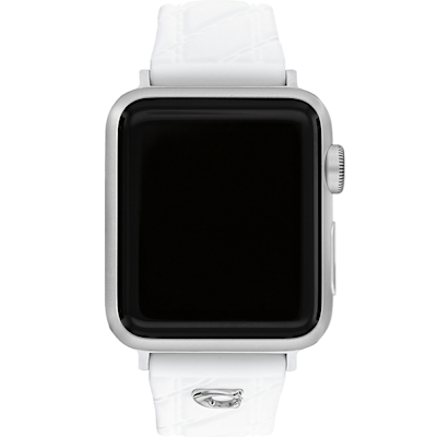 COACH Apple Watch 錶帶 38/40/41mm適用 白色菱格紋矽膠錶帶 寵愛媽媽 送禮推薦 (不含手錶)