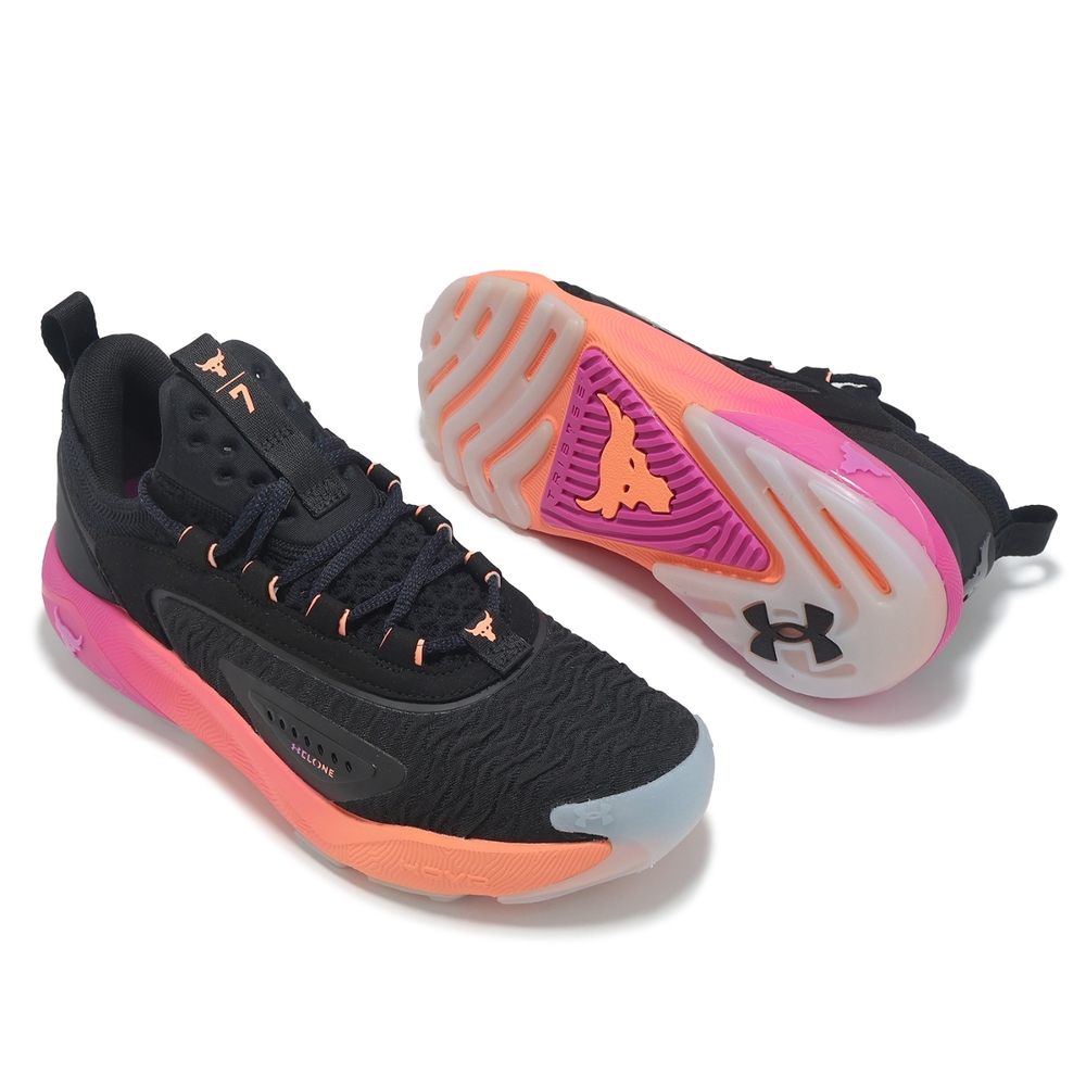 Under Armour 訓練鞋Project Rock 7 男鞋黑粉漸層緩衝穩定多功能巨石強