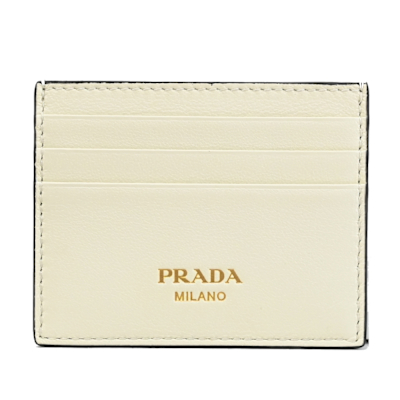 PRADA普拉達 Saffiano 金字 LOGO 皮革名片夾 PRADA普拉達 Saffiano 金字 LOGO 皮革名片夾,全新未使用,白色系設計,外層為高質感牛皮材質,擁有6個外部夾層,適合日常使用與收藏。商品附原廠盒子、品控卡及專櫃購證影本,為歐洲商品,產地為義大利,適用男女。