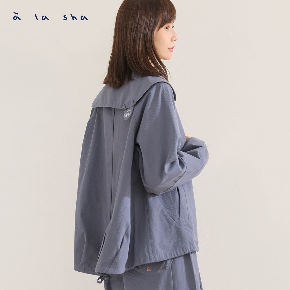 a la sha 抹茶在哪裡長袖外套 (灰藍)