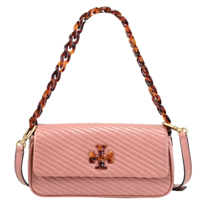 TORY BURCH KIRA 琥珀LOGO肩斜兩用包(粉)