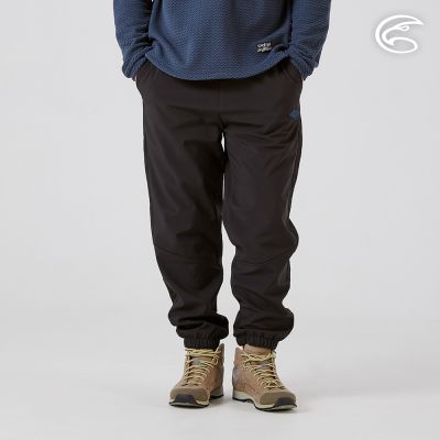 ADISI 男Softshell透氣修身保暖束口褲 AP2521085 正黑色 (S-3XL)｜刷毛 搖粒絨 防潑水 保暖長褲
