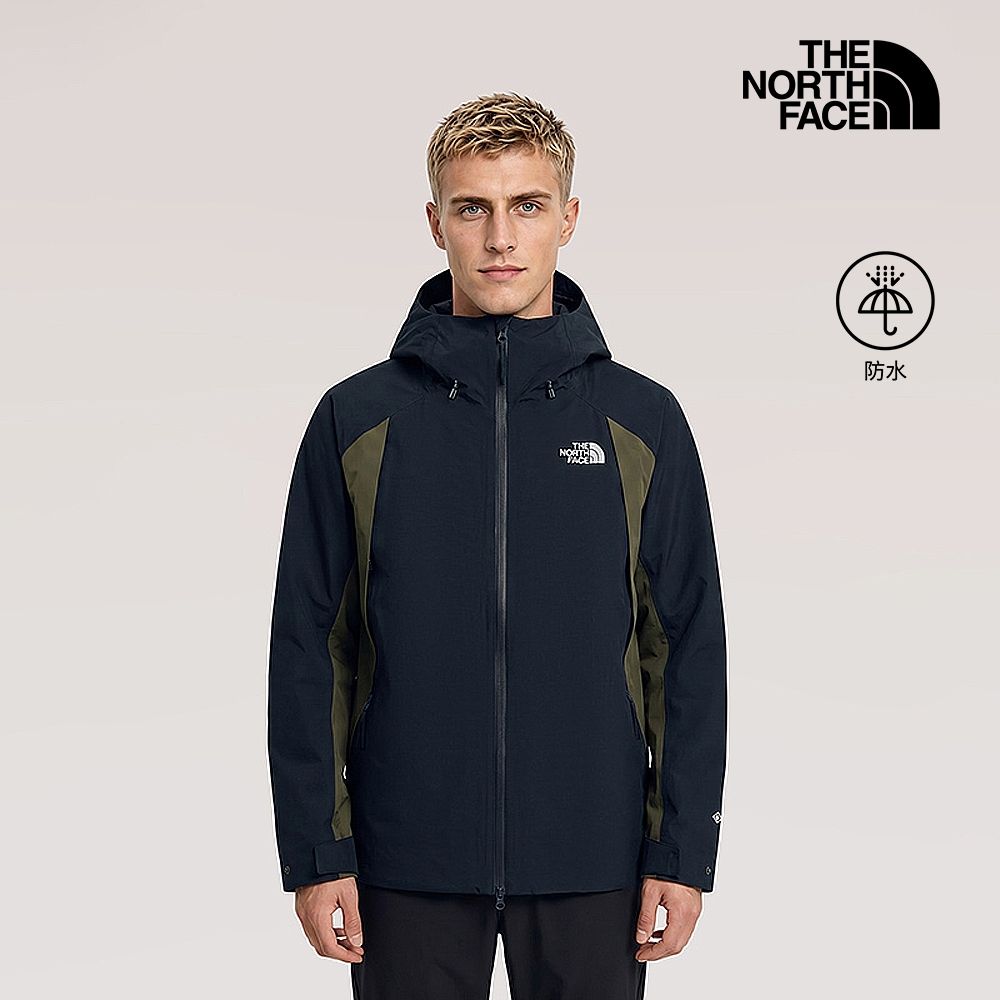 【The North Face 官方旗艦】北面GTX男女款黑綠拼接GORE-TEX專業防水衝鋒衣｜8J5U0DJ
