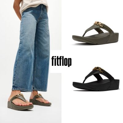 【FitFlop】LULU 方頭鏈條皮革夾腳涼鞋-女(多色)
