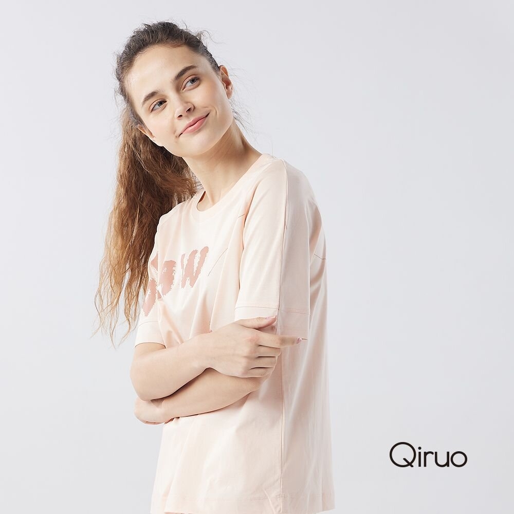 【Qiruo 奇若名品】春夏專櫃粉色英文熊熊設計款上衣棉質上衣3009A
