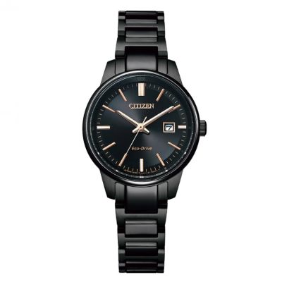 CITIZEN星辰 PAIR系列 光動能經典黑金簡約腕錶 雙12 聖誕節 禮物 29.2mm/EW2597-86ER