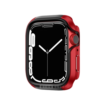 軍盾防撞 抗衝擊 Apple Watch Series 9/8/7 (45mm) 鋁合金雙料邊框保護殼(烈焰紅)