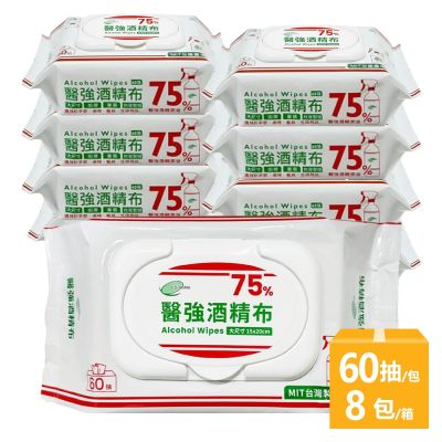 【醫強】75%酒精布加厚60抽(掀蓋)X8包