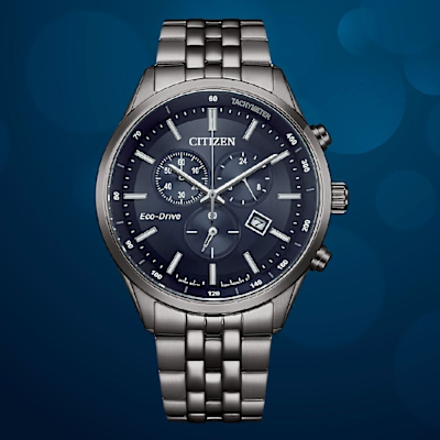 CITIZEN 星辰 Gents AT2577-57L 亞洲限定款 光動能三眼計時腕錶 深藍面 42mm