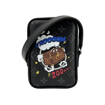 LOUIS VUITTON路易威登 Louis Vuitton LV路易威登 Danube PPM 帆布漫畫印花拉鍊斜背包(M45928-黑灰)