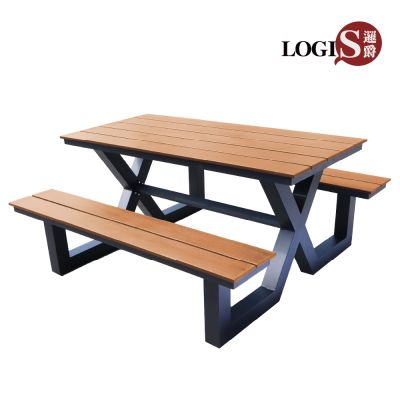 LOGIS邏爵傢俱-巖韻鋁合金&塑木庭院桌椅【CC180-BK】【CC180-WD】