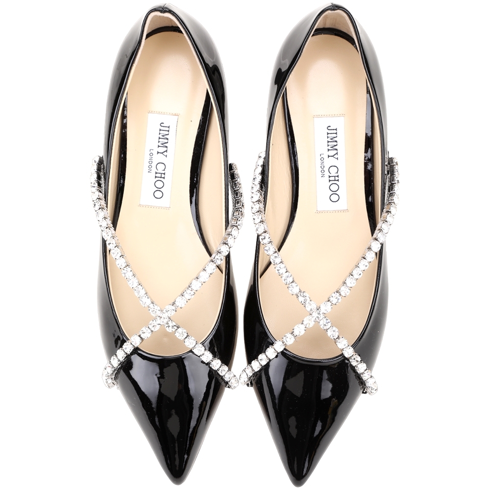 JIMMY CHOO GENEVI FLAT 38 プラチナ/クリスタル Jimmy Choo - Genevi Flat glittery ballet flats Gold - The Corner