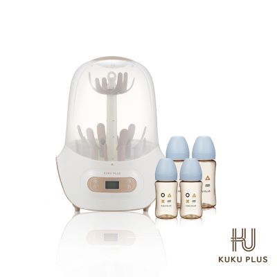 酷咕鴨 KUKU PLUS智慧型蒸氣烘乾消毒鍋+PPSU奶瓶2大2中組