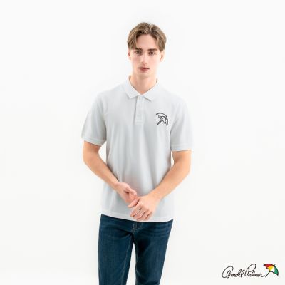 Arnold Palmer -男裝-大傘LOGO貼布繡短袖POLO衫-白色