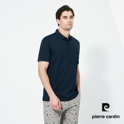 pierre cardin 皮爾卡登 男款 抗菌蠶絲短袖polo衫-深藍色(5257261-39)