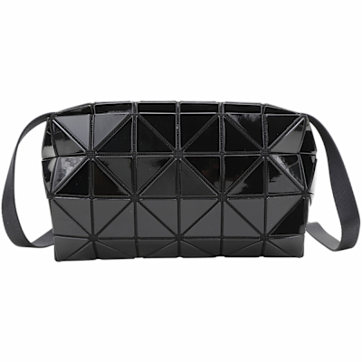 ISSEY MIYAKE 三宅一生 BAOBAO CARTON 4x6 亮面幾何斜背枕頭包(黑色)